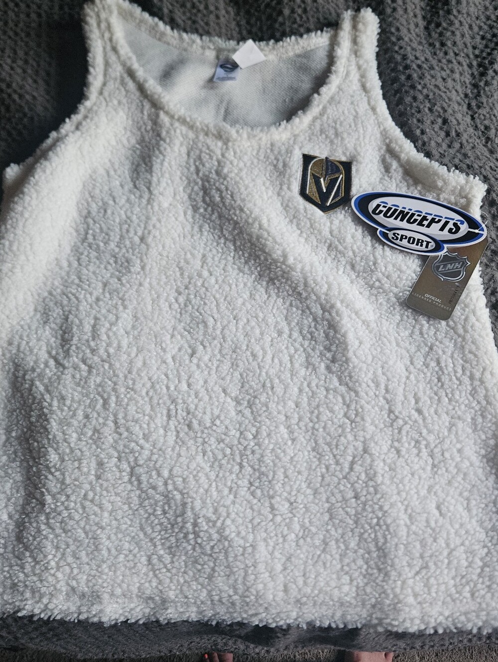 Concepts Sport Fuzzy White Sherpa Sleep Tank Top "Golden Knights"